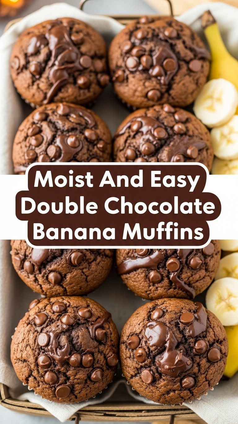 Moist And Easy Double Chocolate Banana Muffins