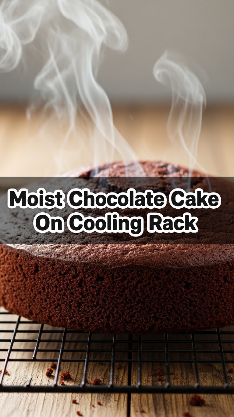 Moist Chocolate Cake On Cooling Rack