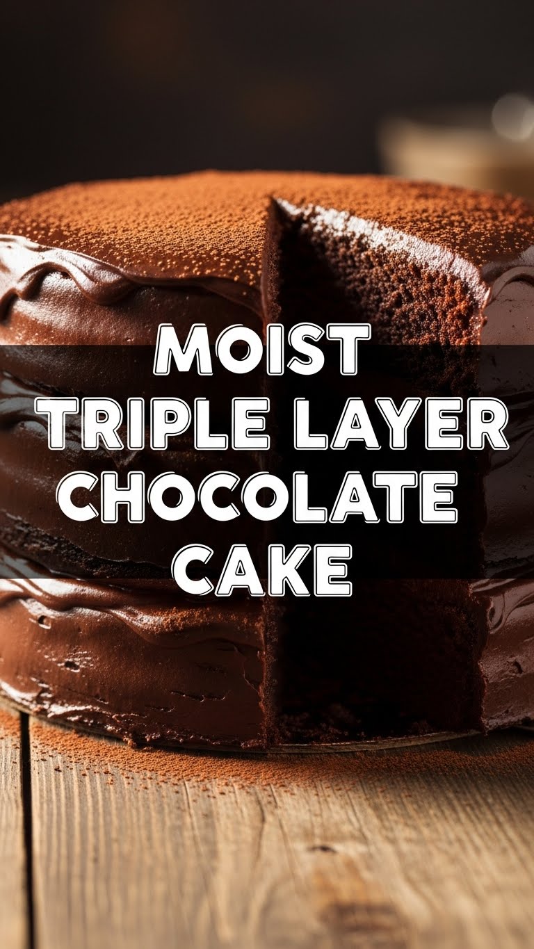 Moist Triple Layer Chocolate Cake