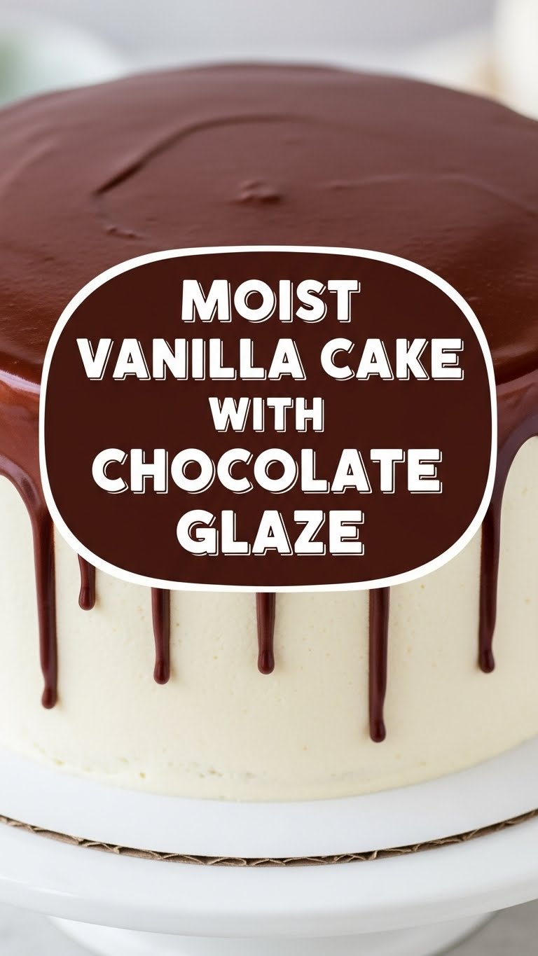 Moist Vanilla Cake With Chocolate Glaze