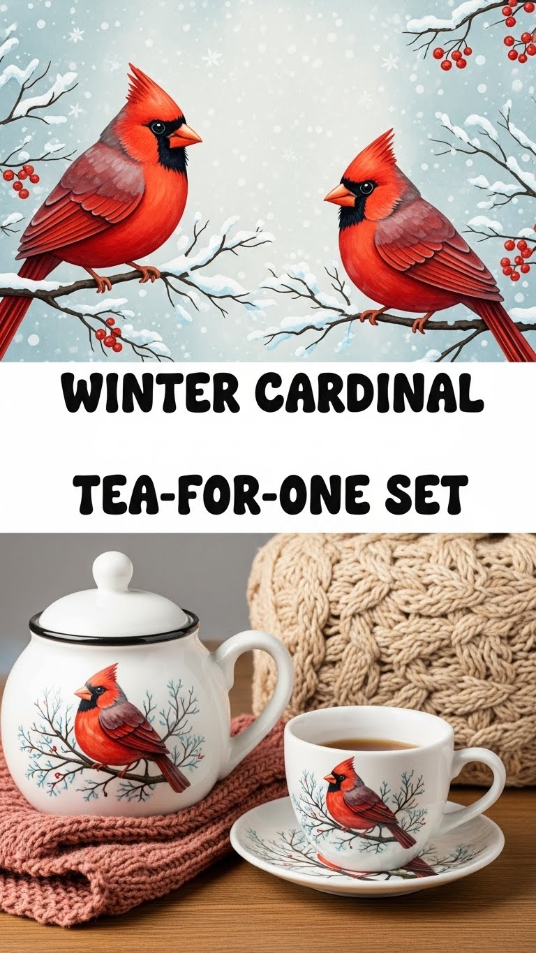 Winter Cardinal Tea-For-One Set