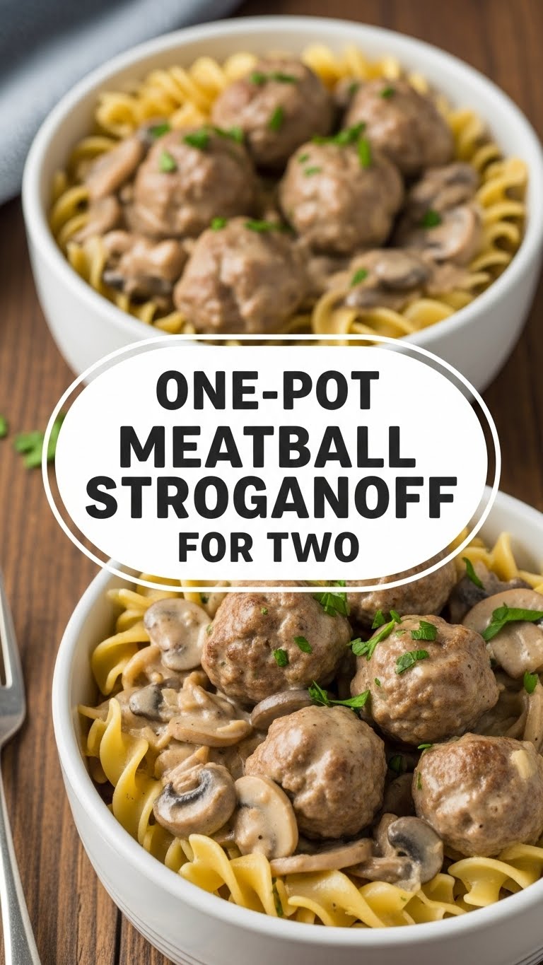 One-Pot Meatball Stroganoff For Two