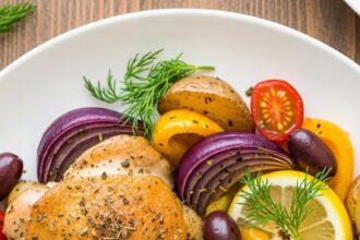 Sheet Pan Greek Chicken For One