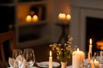 Dinner For Two Set Up At Home