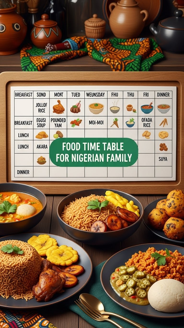 Food Time Table For Nigerian Family
