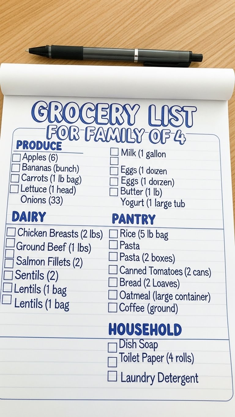 Grocery List For Family Of 4