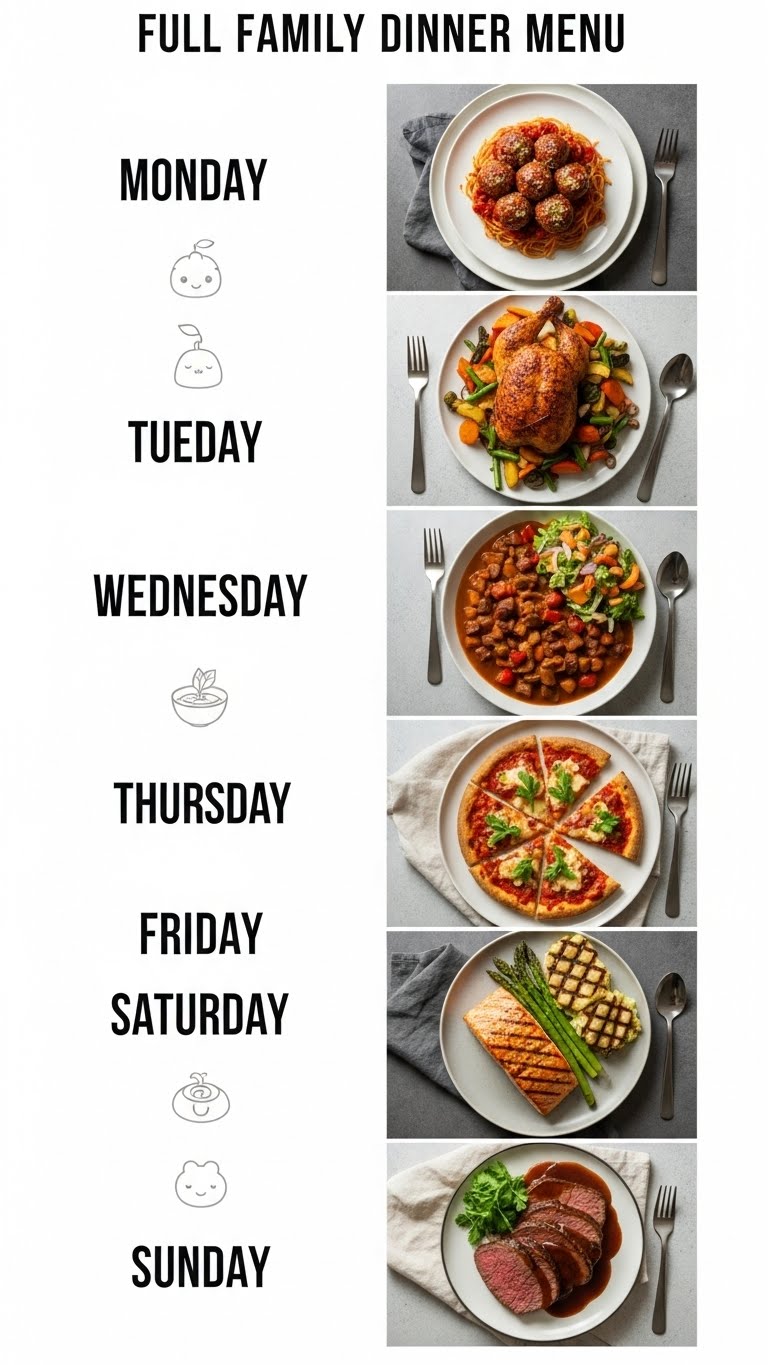 Family Dinner Menu For The Week